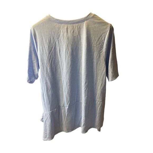 Lane Bryant Light Blue Floral Round Neck Asymmetrical Hem Top Sz 22 - Picture 2 of 7